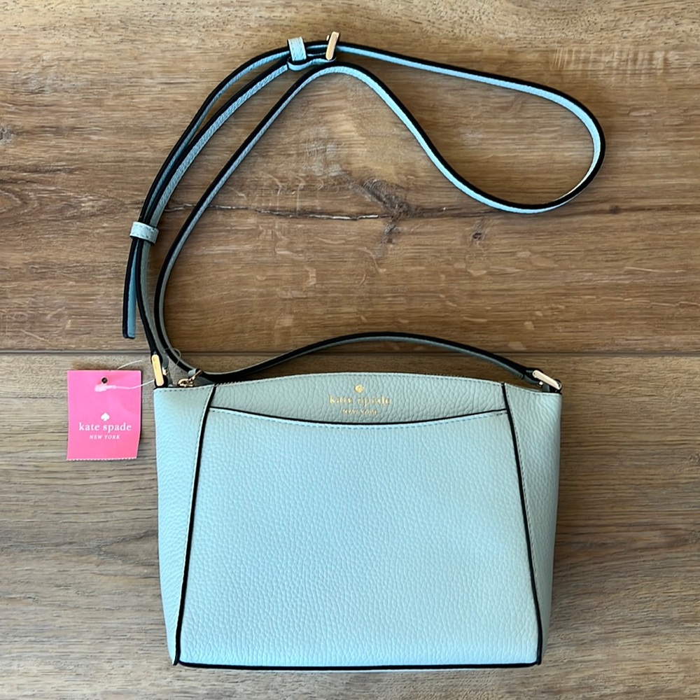 BNWT Kate Spade Frosty Sky Pebbled Leather Crossbody Purse.